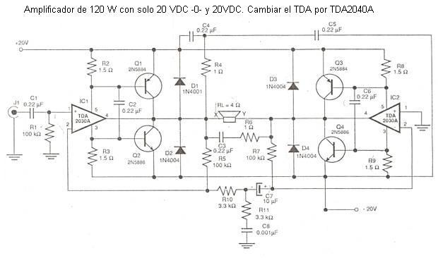 Amplificador de 240 W con TDA2040A Ladelec