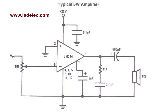 Amplificador de audio de 5 W Ladelec