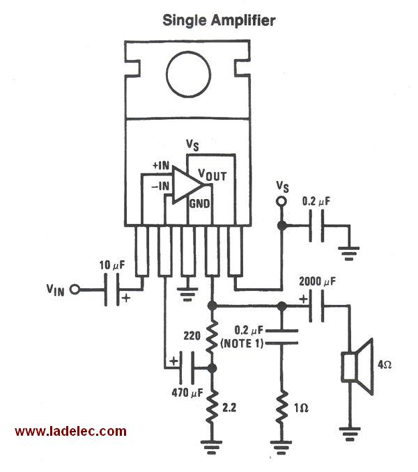 Amplificador de 8 W con 12 VDC. Incluido impreso Ladelec