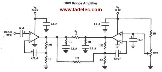 Amplificador de audio de 16 W con 12 VDC Ladelec