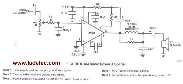 Amplificador para radio de AM con LM388 Ladelec