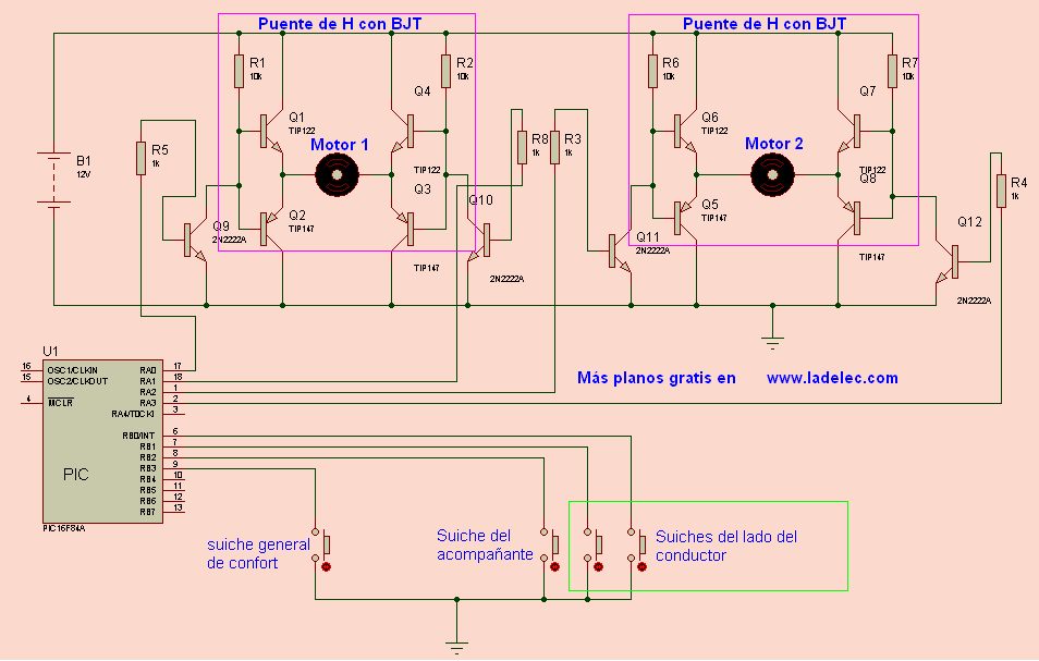 Circuito para elevavidrios de automovil Ladelec