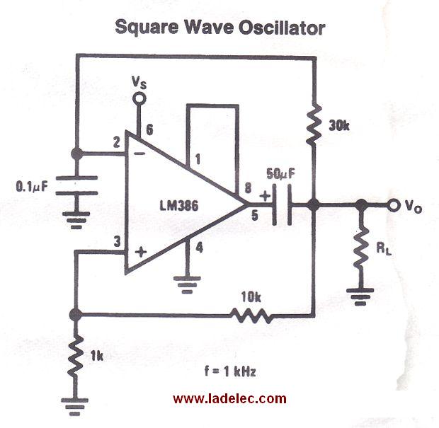 Oscilador de onda cuadrada con LM386