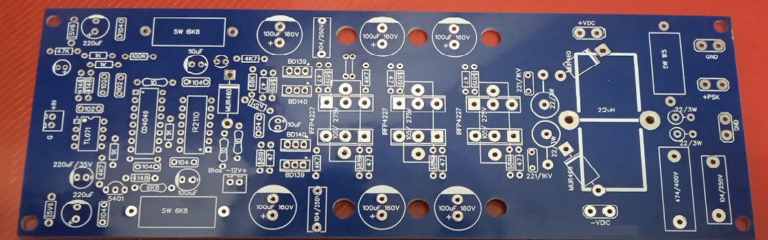 circuito impreso amplificador clase D 2400W